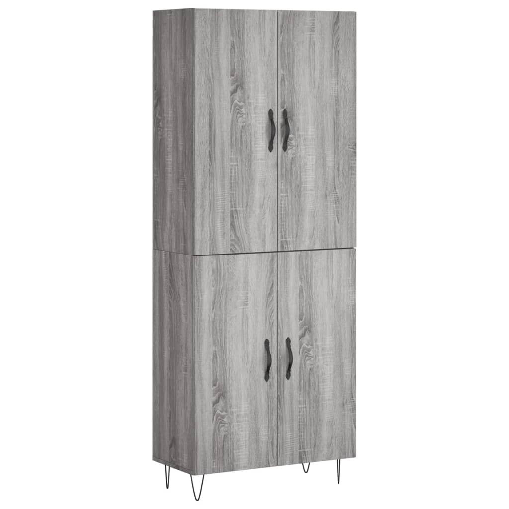 Highboard Grau Sonoma 69,5x34x180 cm Holzwerkstoff