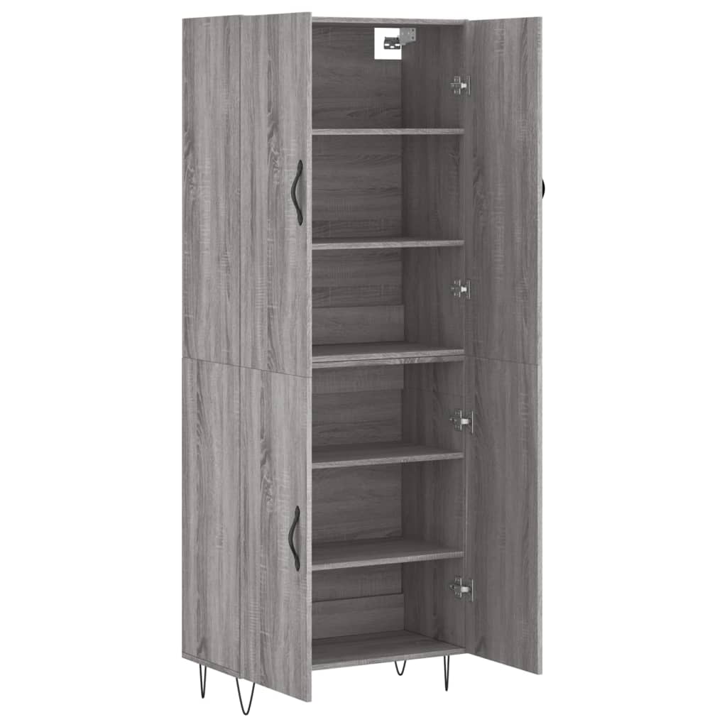 Highboard Grau Sonoma 69,5x34x180 cm Holzwerkstoff