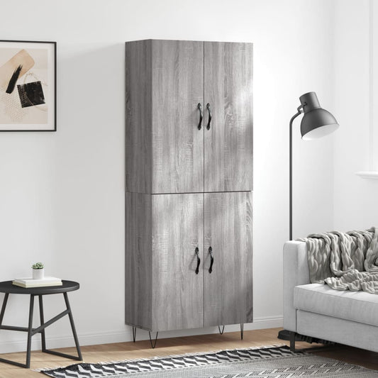 Highboard Grau Sonoma 69,5x34x180 cm Holzwerkstoff