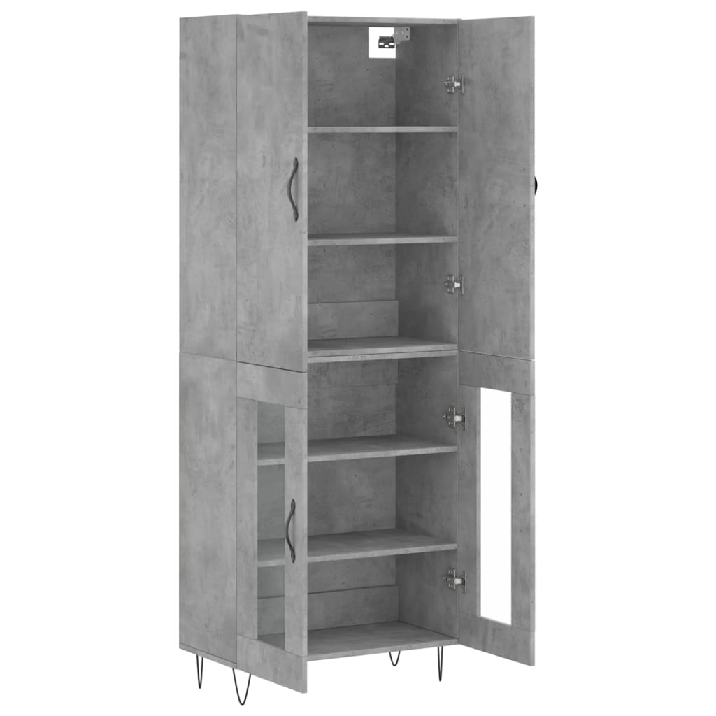 Highboard Betongrau 69,5x34x180 cm Holzwerkstoff