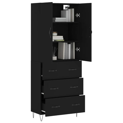 Highboard Schwarz 69,5x34x180 cm Holzwerkstoff