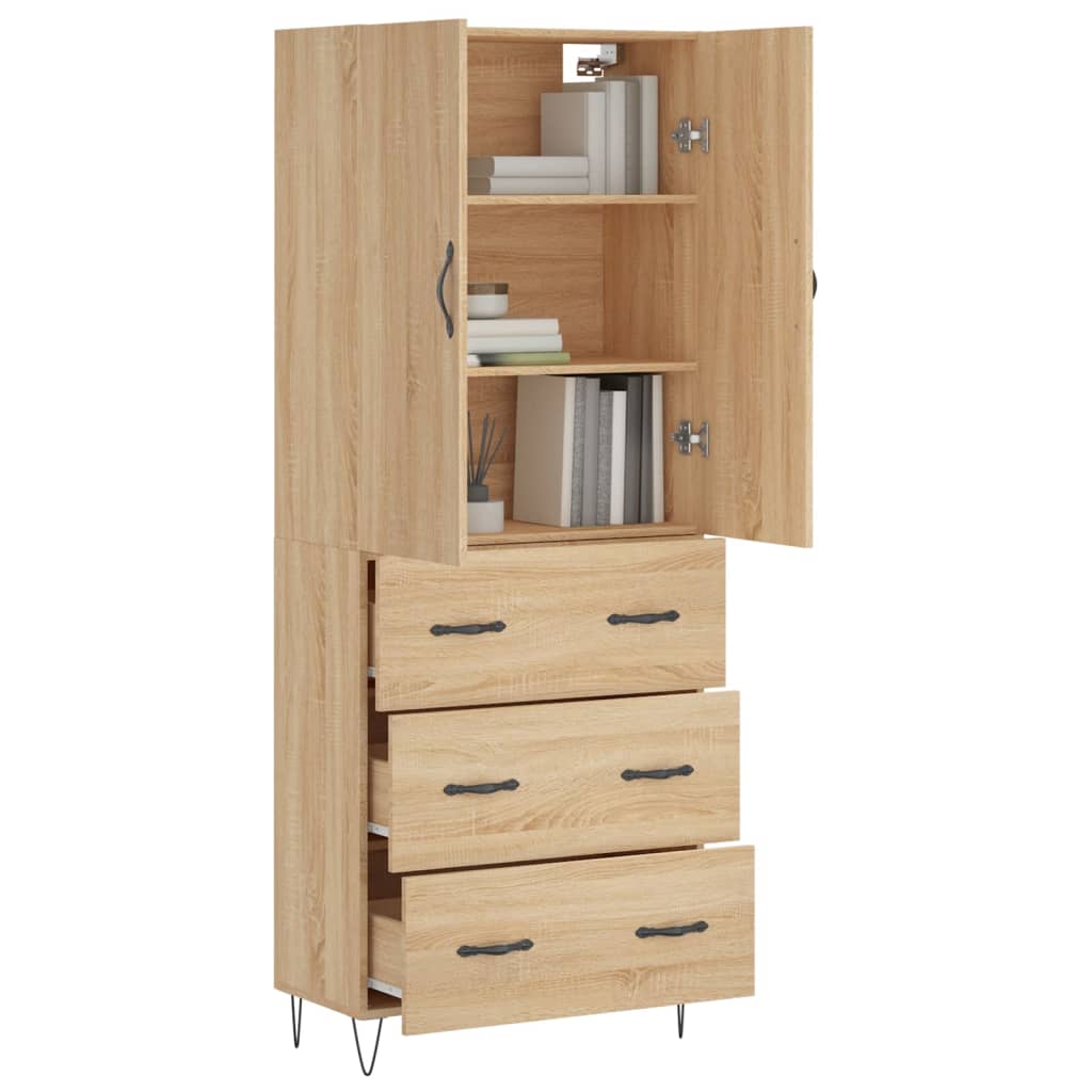 Highboard Sonoma-Eiche 69,5x34x180 cm Holzwerkstoff