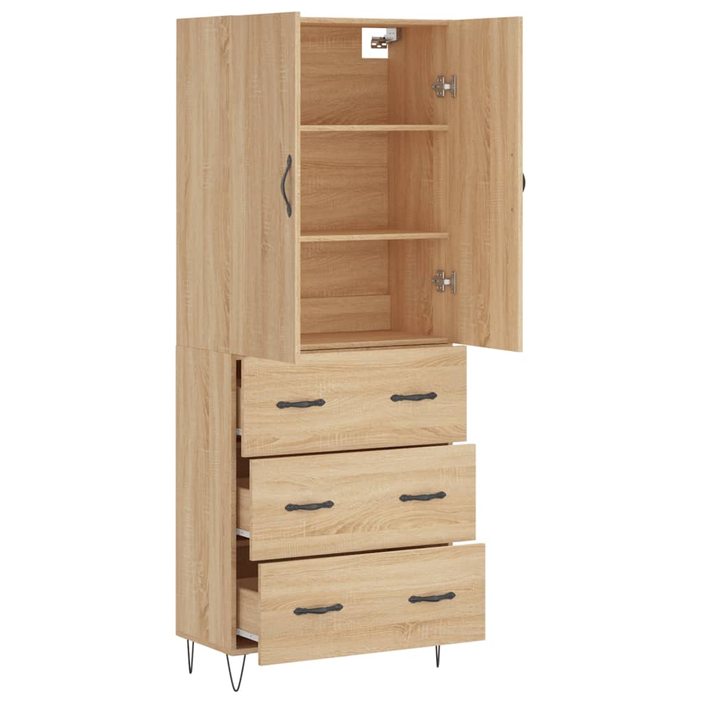 Highboard Sonoma-Eiche 69,5x34x180 cm Holzwerkstoff