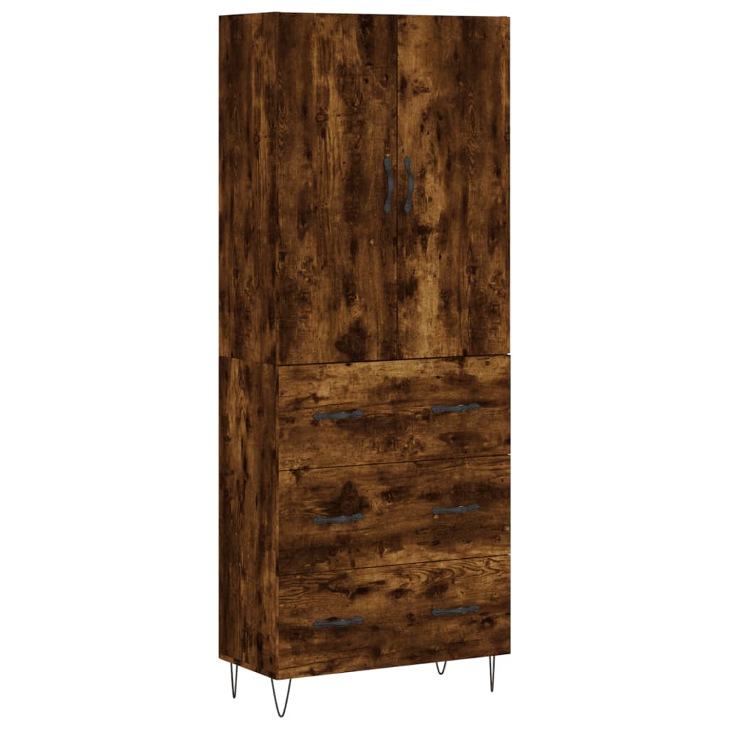 Highboard Räuchereiche 69,5x34x180 cm Holzwerkstoff