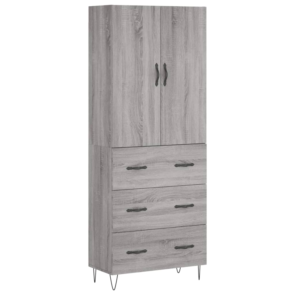 Highboard Grau Sonoma 69,5x34x180 cm Holzwerkstoff