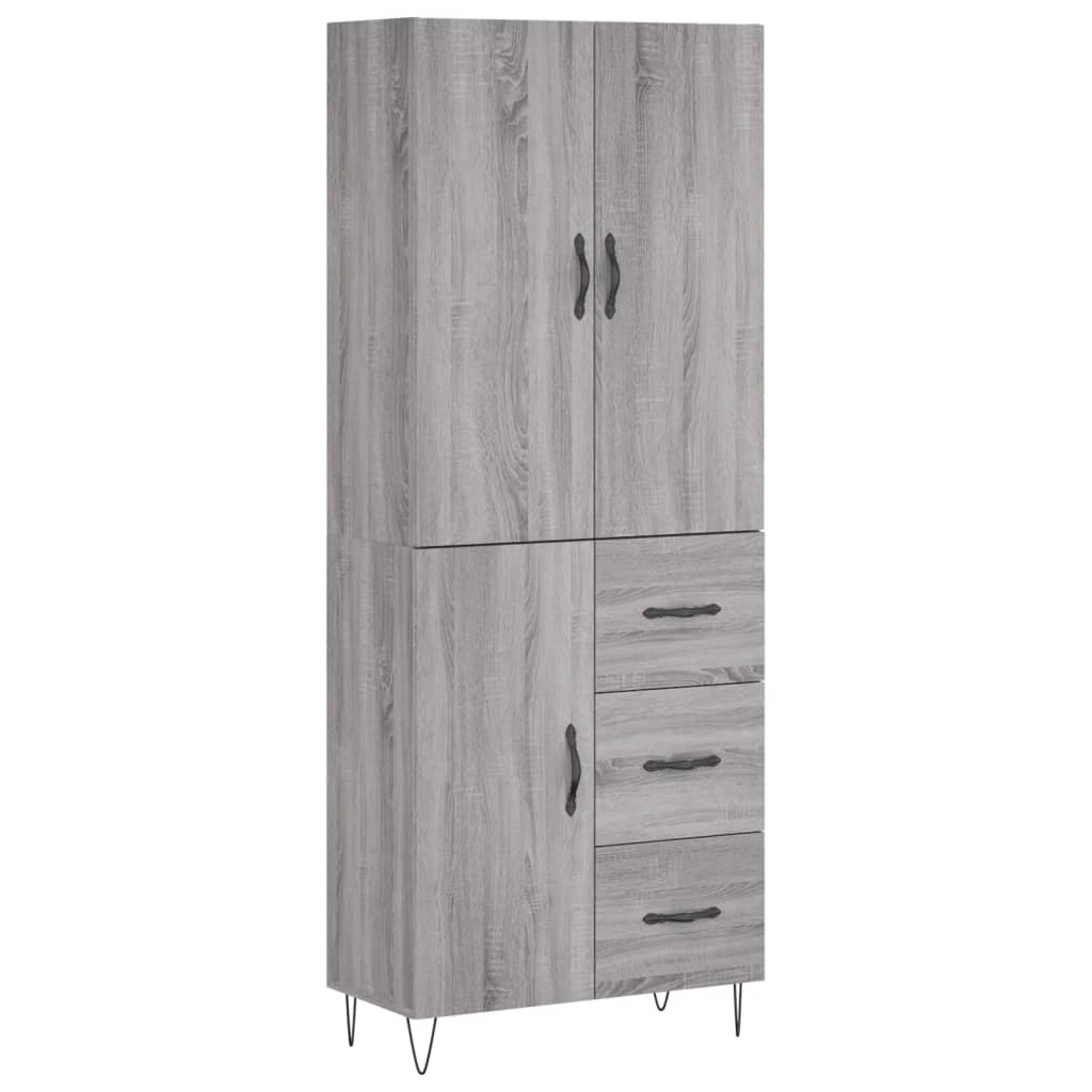 Highboard Grau Sonoma 69,5x34x180 cm Holzwerkstoff