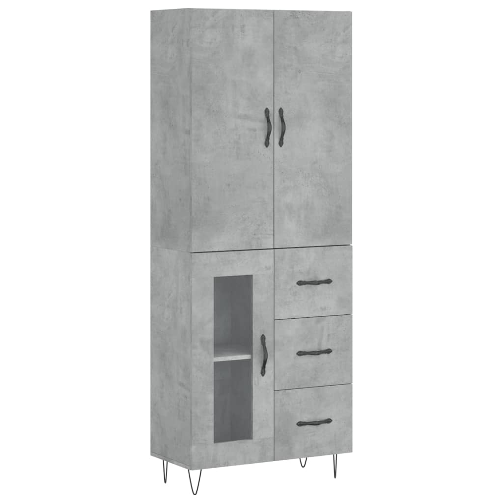 Highboard Betongrau 69,5x34x180 cm Holzwerkstoff