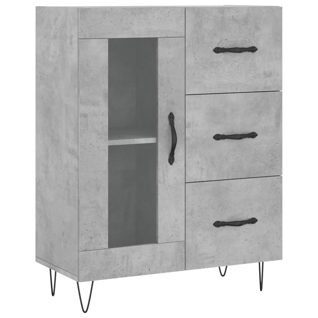 Highboard Betongrau 69,5x34x180 cm Holzwerkstoff