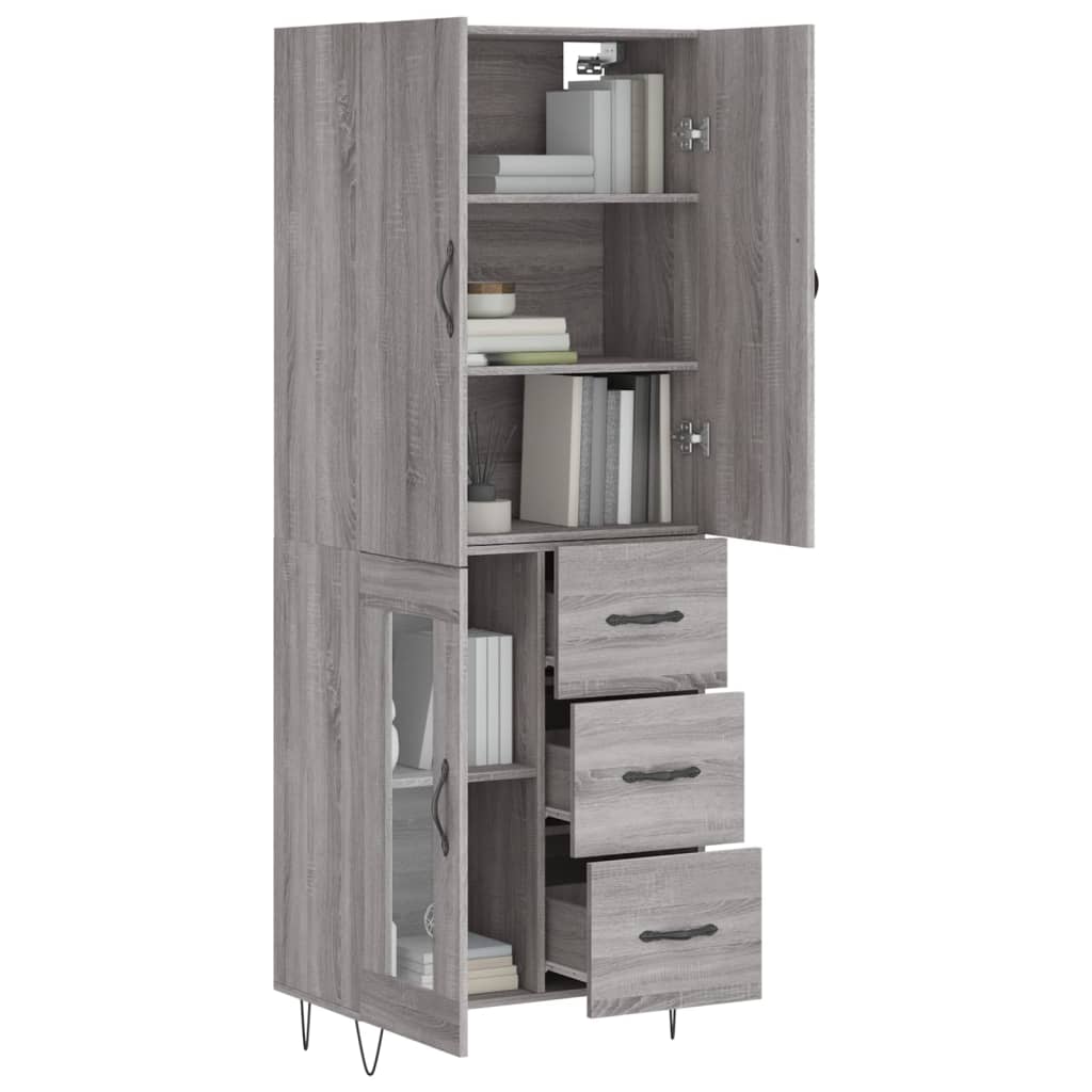 Highboard Grau Sonoma 69,5x34x180 cm Holzwerkstoff