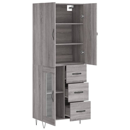 Highboard Grau Sonoma 69,5x34x180 cm Holzwerkstoff