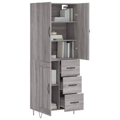 Highboard Grau Sonoma 69,5x34x180 cm Holzwerkstoff