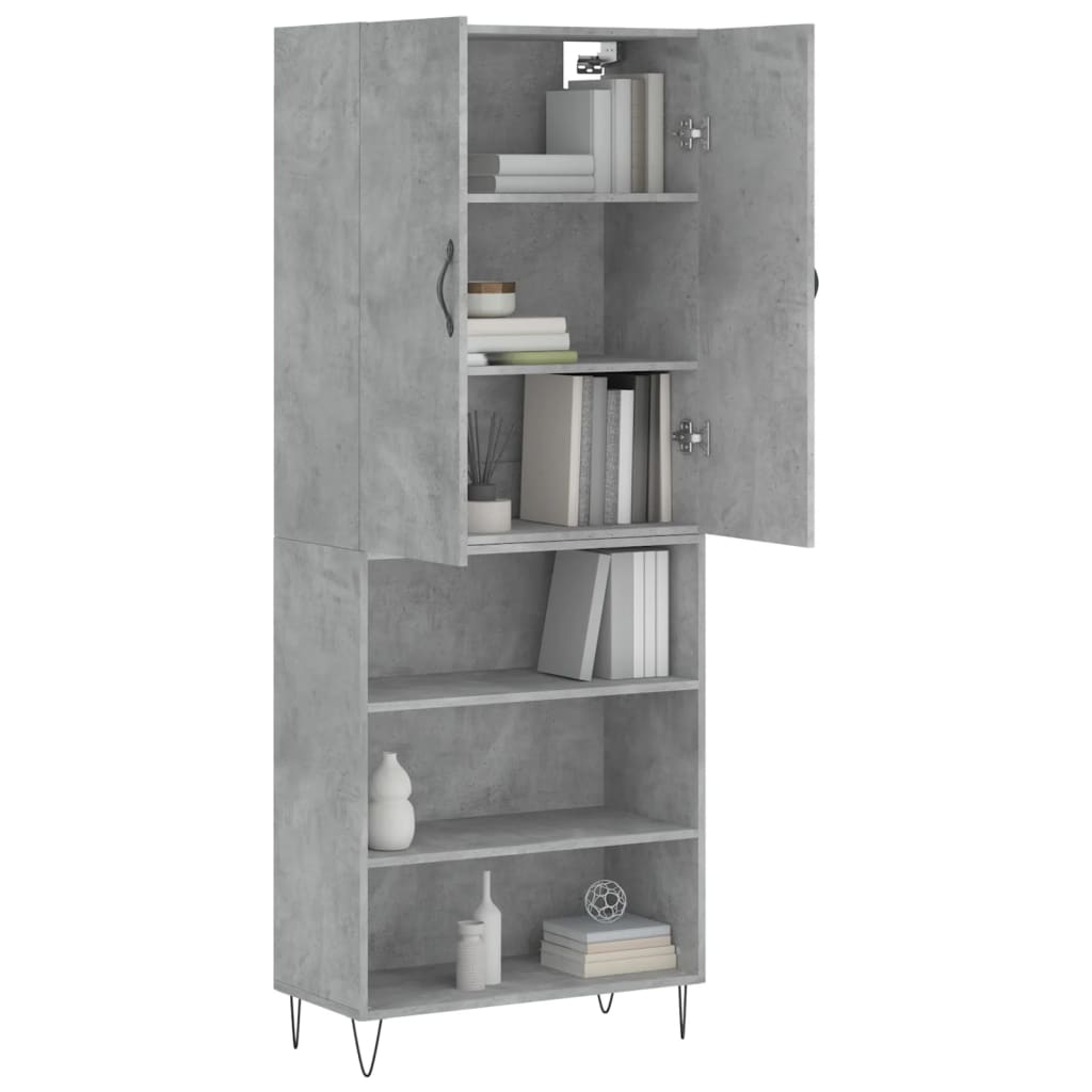 Highboard Betongrau 69,5x34x180 cm Holzwerkstoff