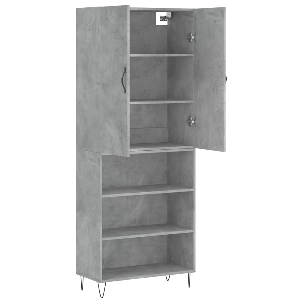 Highboard Betongrau 69,5x34x180 cm Holzwerkstoff