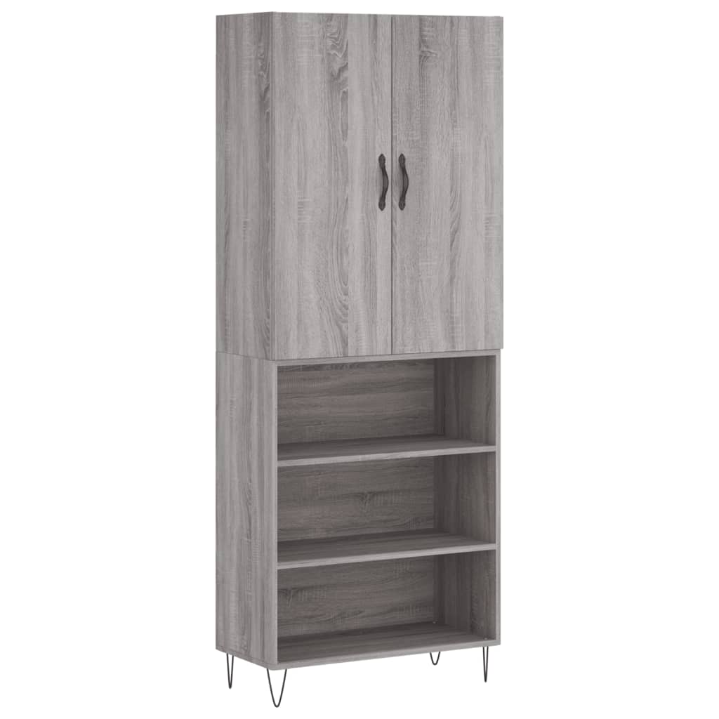 Highboard Grau Sonoma 69,5x34x180 cm Holzwerkstoff