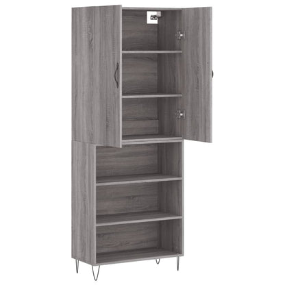 Highboard Grau Sonoma 69,5x34x180 cm Holzwerkstoff