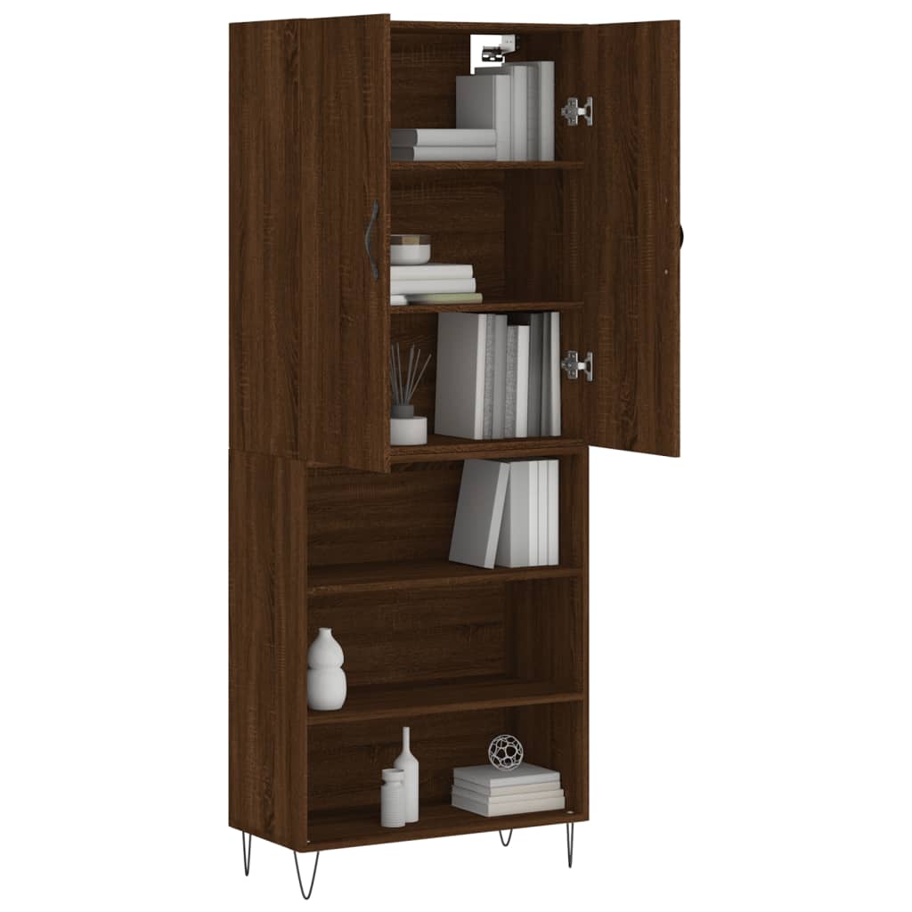 Highboard Braun Eichen-Optik 69,5x34x180 cm Holzwerkstoff