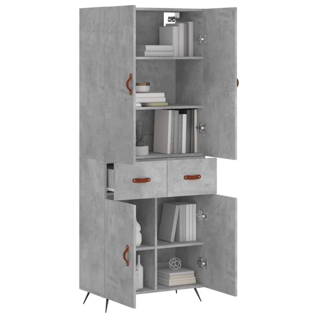 Highboard Betongrau 69,5x34x180 cm Holzwerkstoff