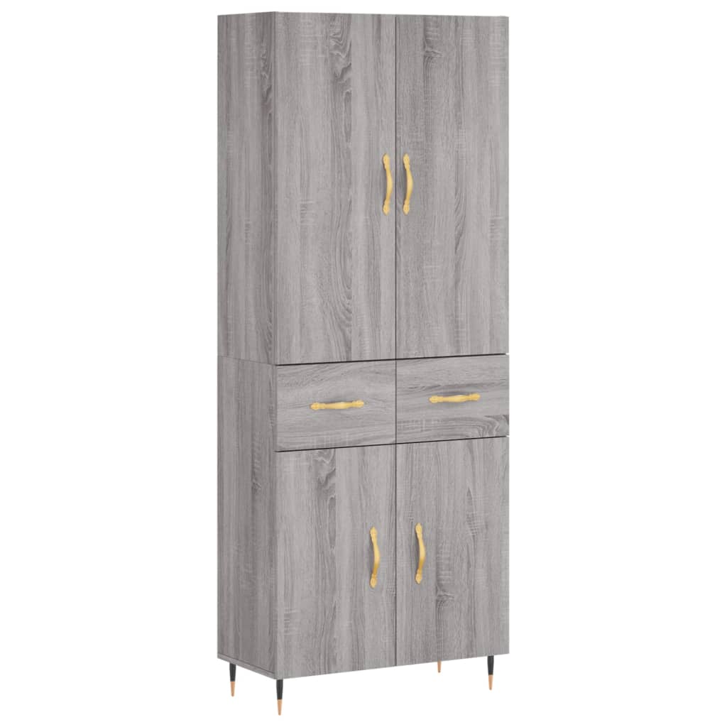 Highboard Grau Sonoma 69,5x34x180 cm Holzwerkstoff