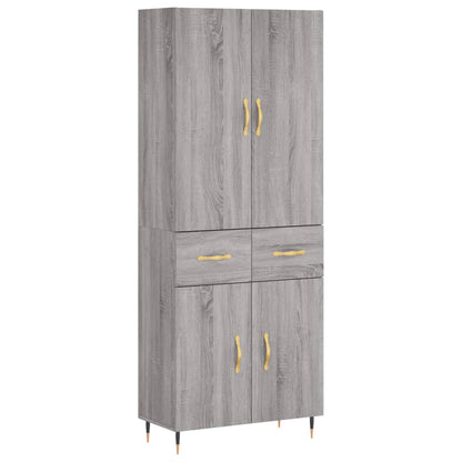 Highboard Grau Sonoma 69,5x34x180 cm Holzwerkstoff