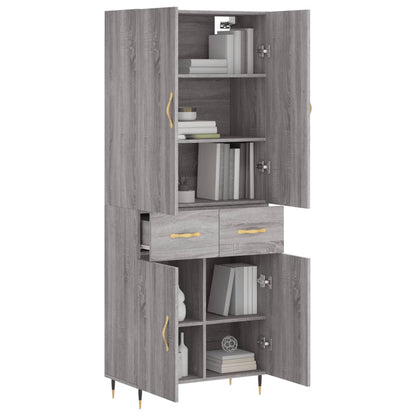 Highboard Grau Sonoma 69,5x34x180 cm Holzwerkstoff