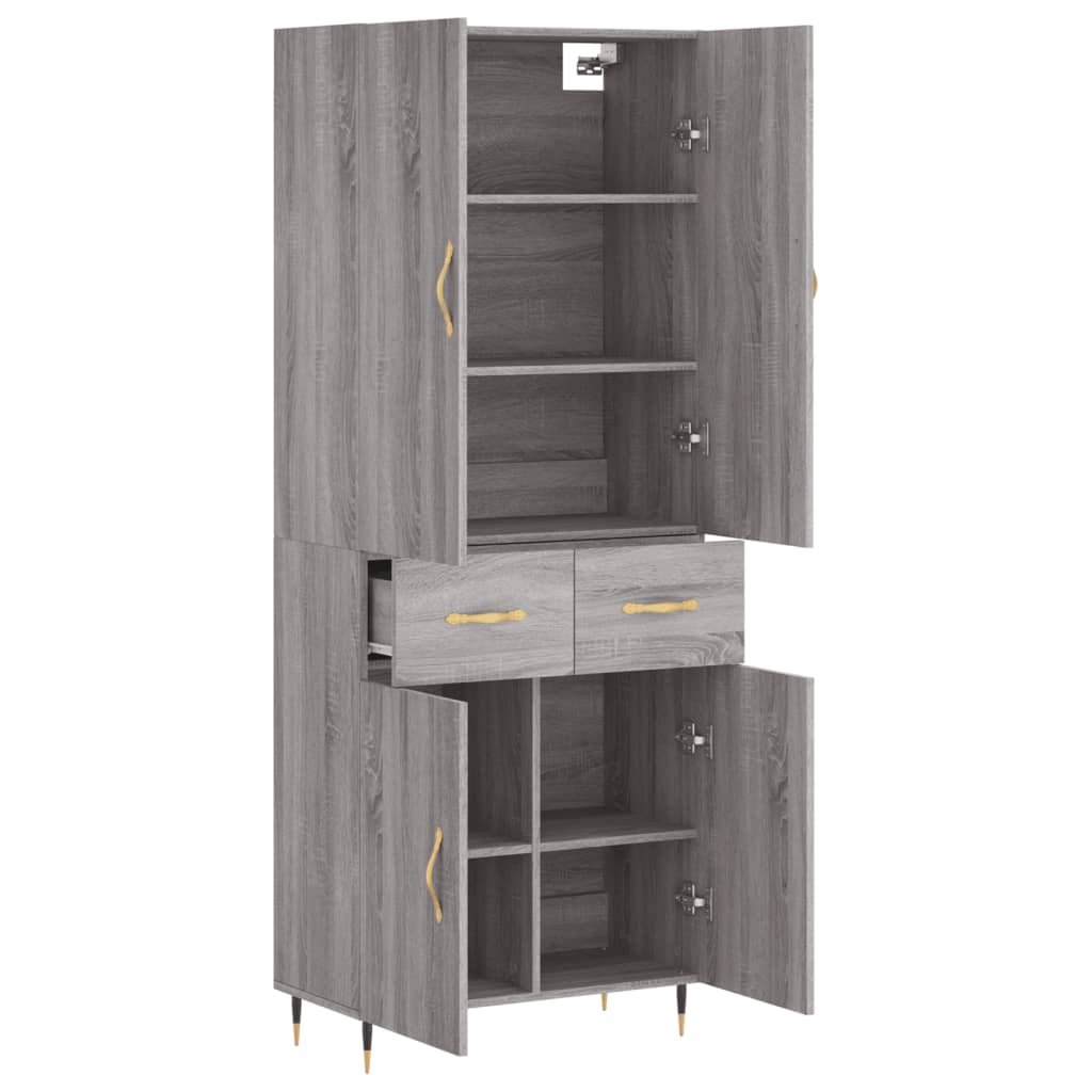 Highboard Grau Sonoma 69,5x34x180 cm Holzwerkstoff