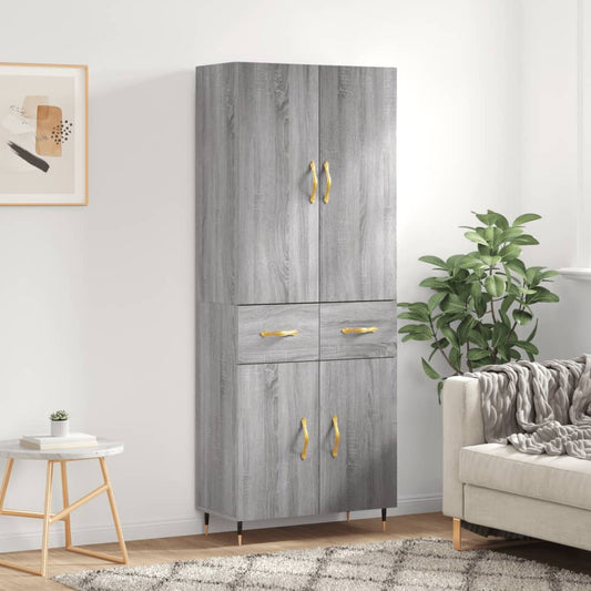 Highboard Grau Sonoma 69,5x34x180 cm Holzwerkstoff