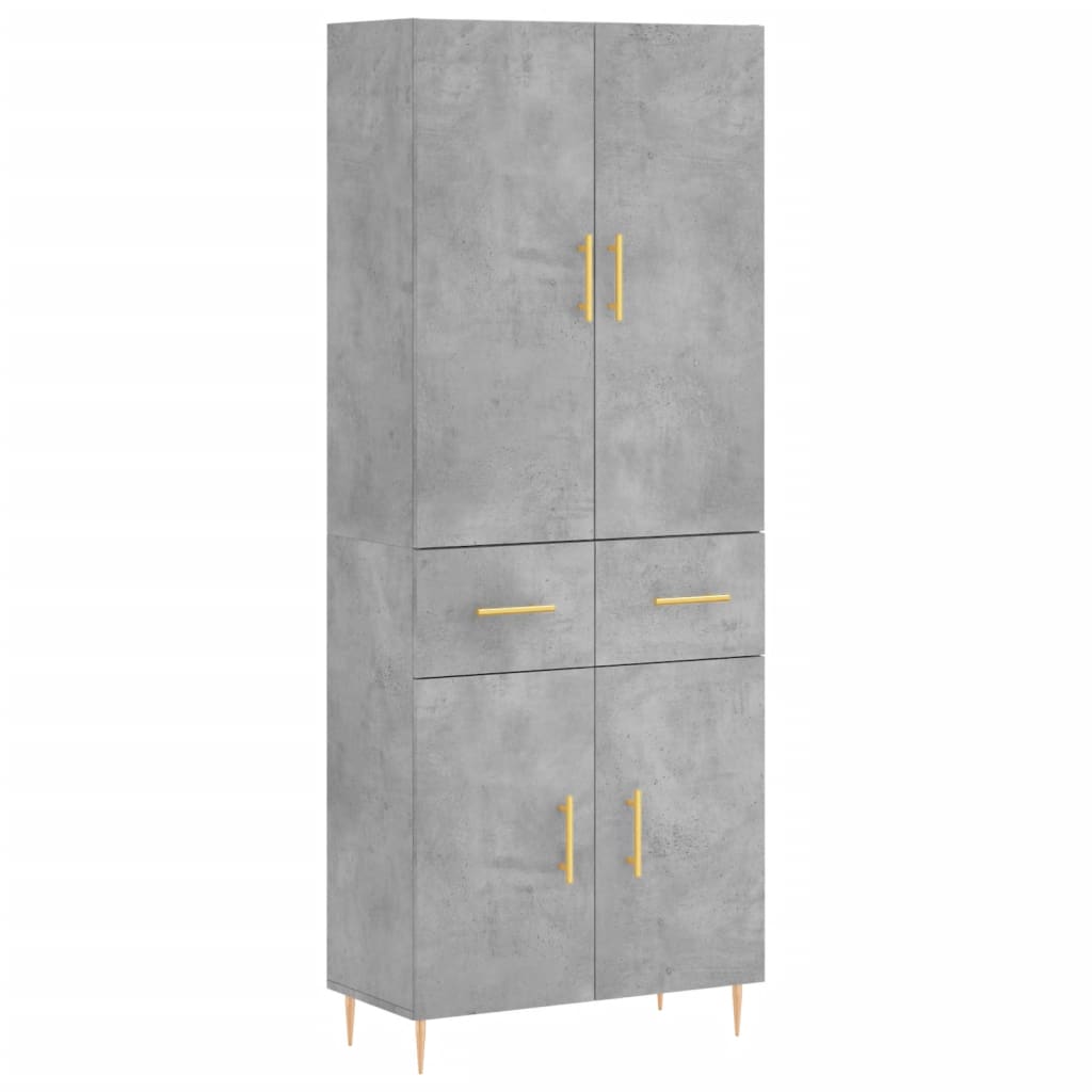 Highboard Betongrau 69,5x34x180 cm Holzwerkstoff