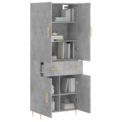 Highboard Betongrau 69,5x34x180 cm Holzwerkstoff