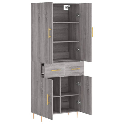 Highboard Grau Sonoma 69,5x34x180 cm Holzwerkstoff