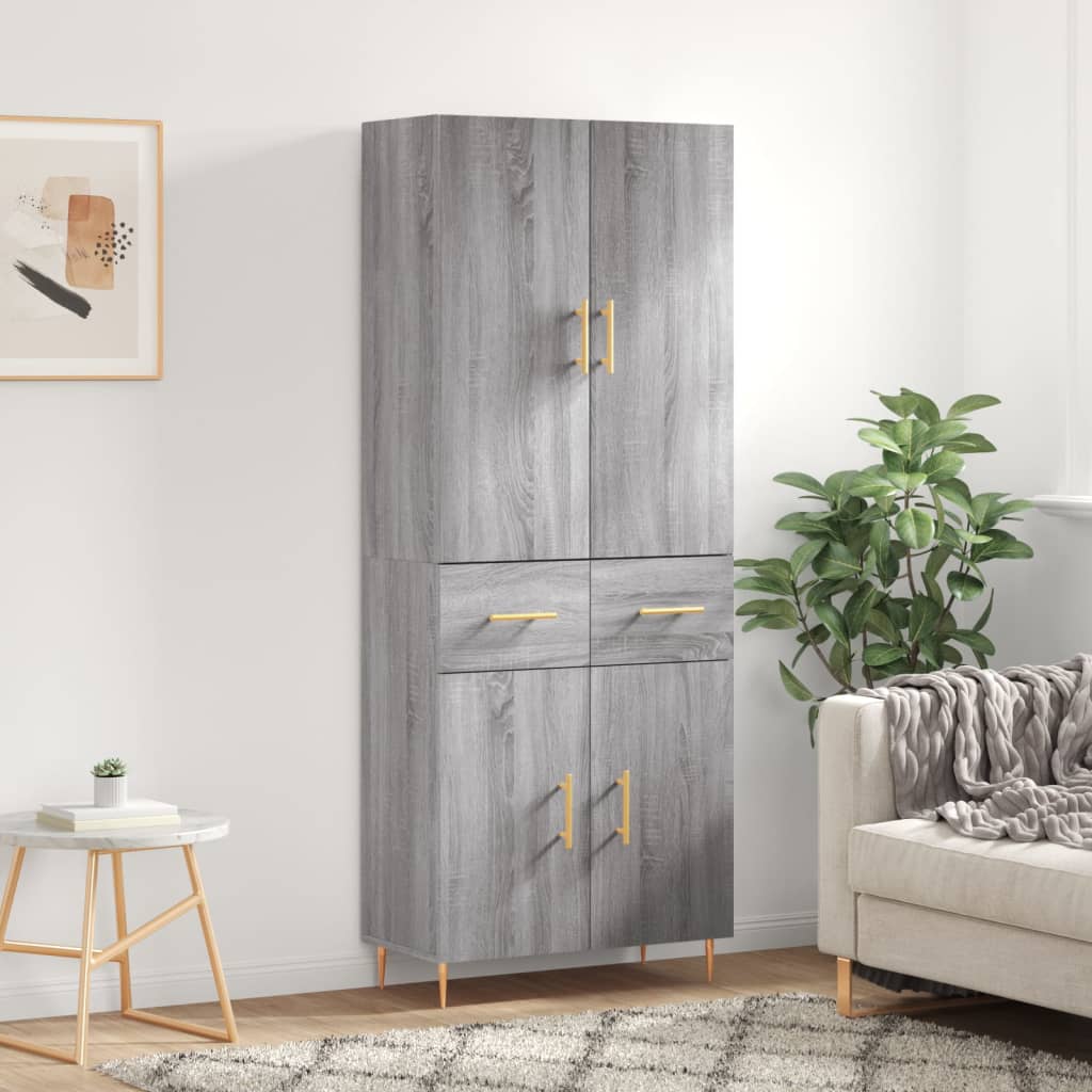 Highboard Grau Sonoma 69,5x34x180 cm Holzwerkstoff