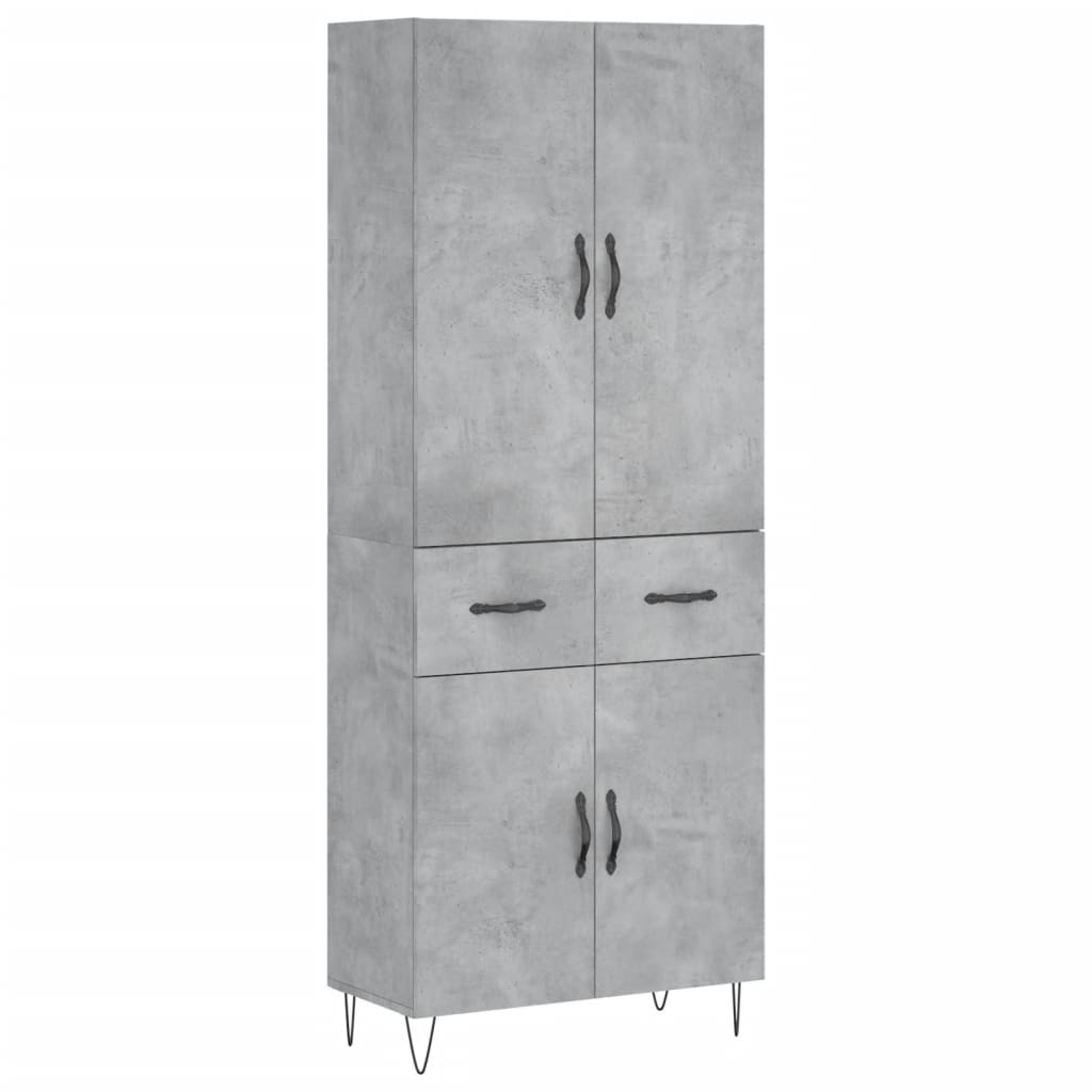 Highboard Betongrau 69,5x34x180 cm Holzwerkstoff