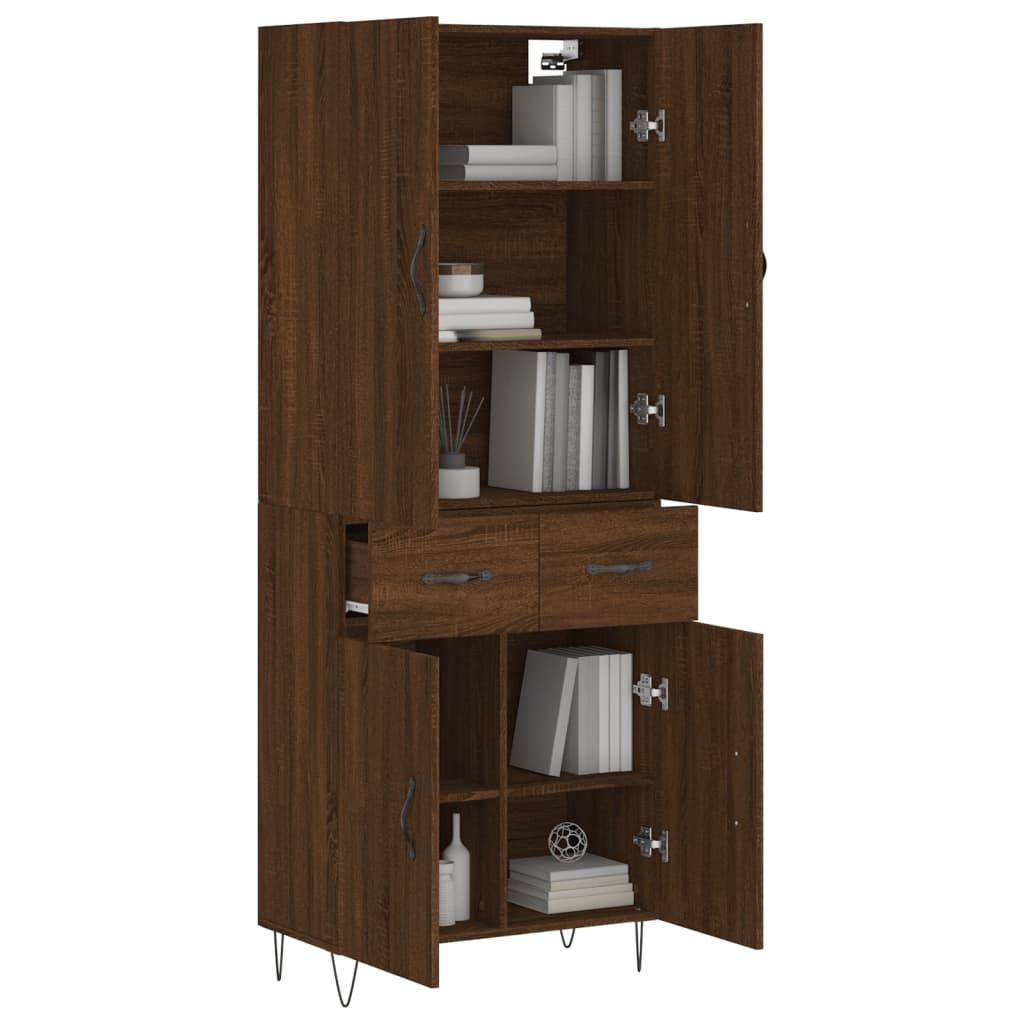 Highboard Braun Eichen-Optik 69,5x34x180 cm Holzwerkstoff