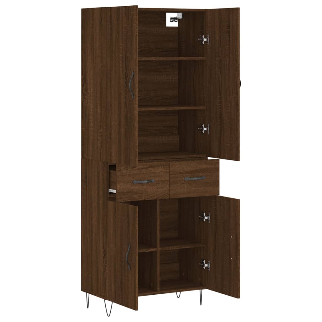 Highboard Braun Eichen-Optik 69,5x34x180 cm Holzwerkstoff