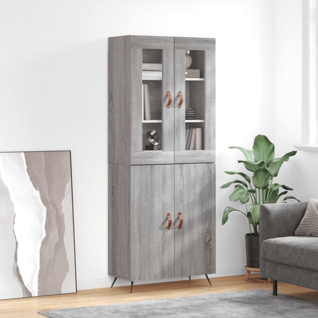 Highboard Grau Sonoma 69,5x34x180 cm Holzwerkstoff