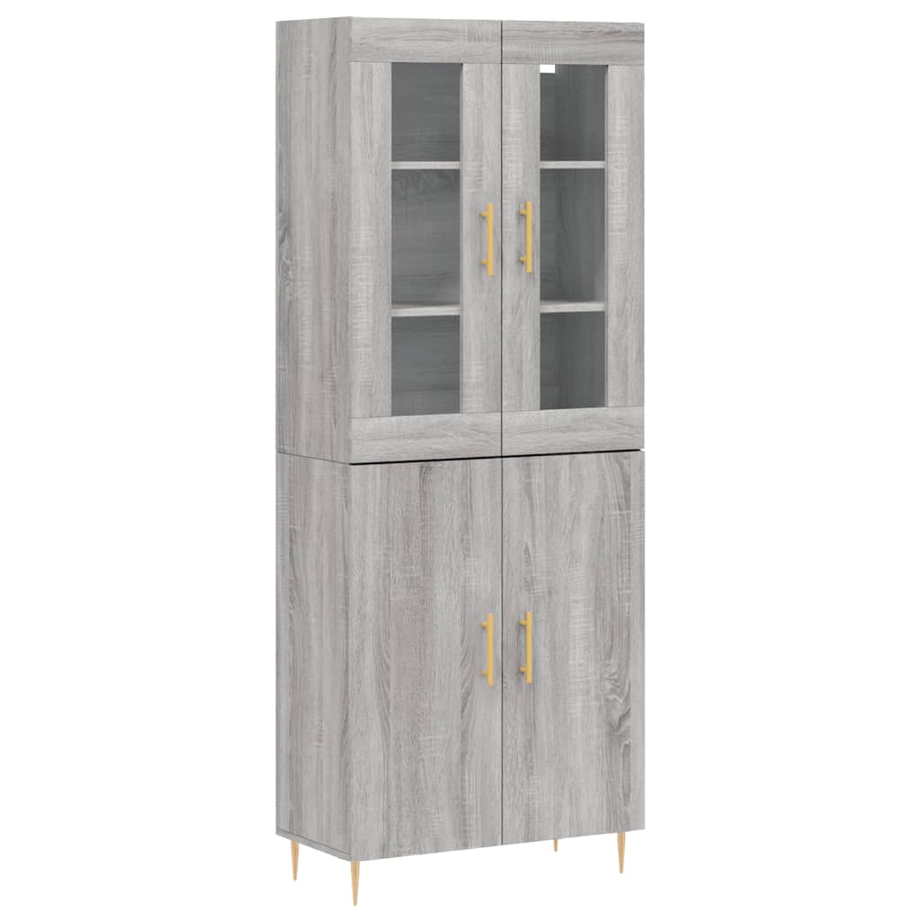 Highboard Grau Sonoma 69,5x34x180 cm Holzwerkstoff