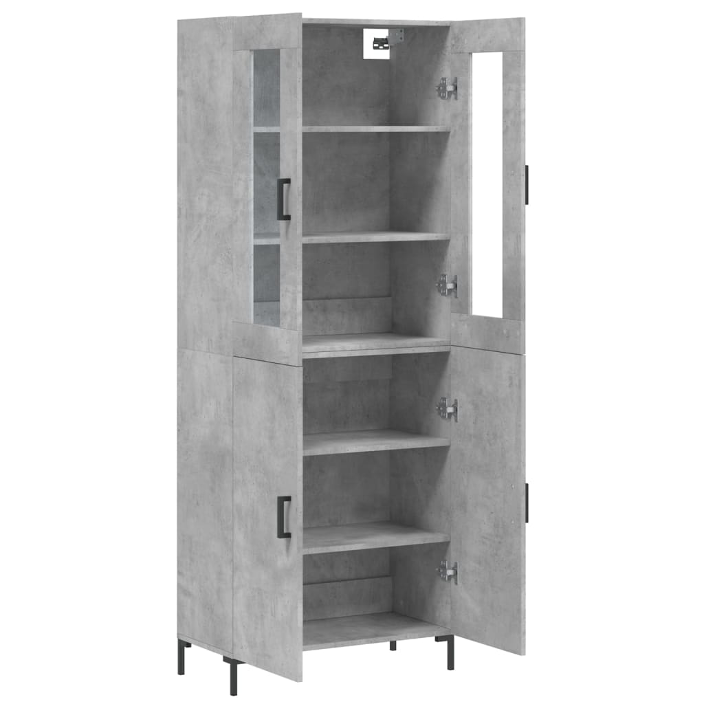 Highboard Betongrau 69,5x34x180 cm Holzwerkstoff