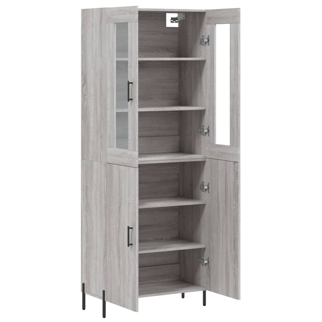 Highboard Grau Sonoma 69,5x34x180 cm Holzwerkstoff