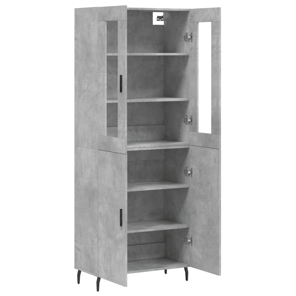 Highboard Betongrau 69,5x34x180 cm Holzwerkstoff