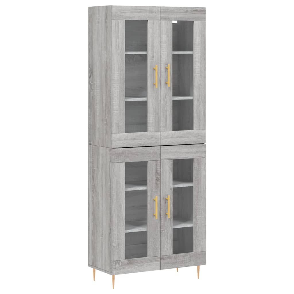 Highboard Grau Sonoma 69,5x34x180 cm Holzwerkstoff