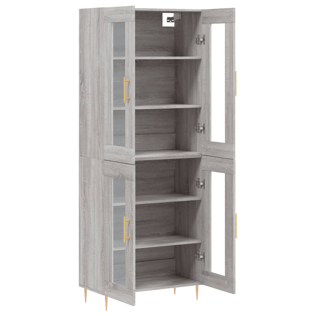 Highboard Grau Sonoma 69,5x34x180 cm Holzwerkstoff