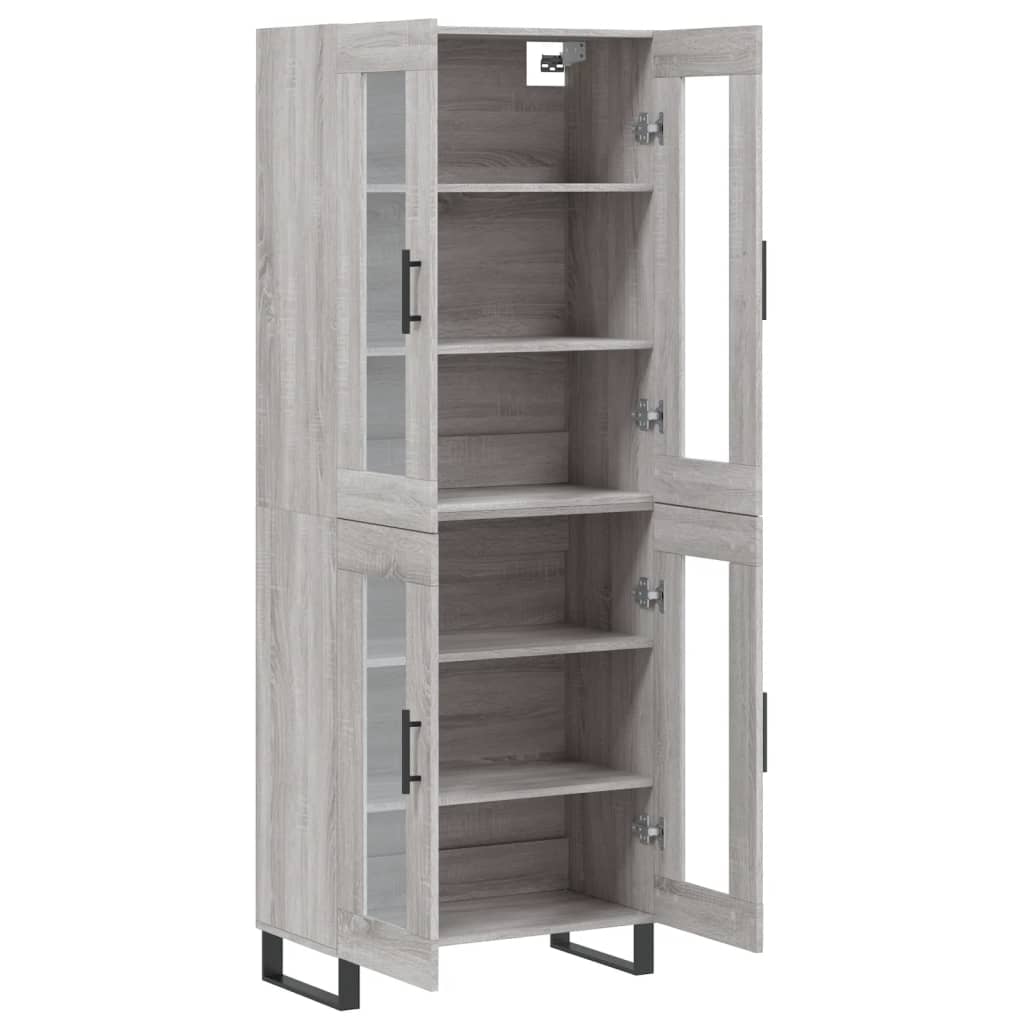 Highboard Grau Sonoma 69,5x34x180 cm Holzwerkstoff