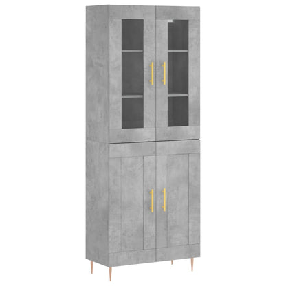 Highboard Betongrau 69,5x34x180 cm Holzwerkstoff