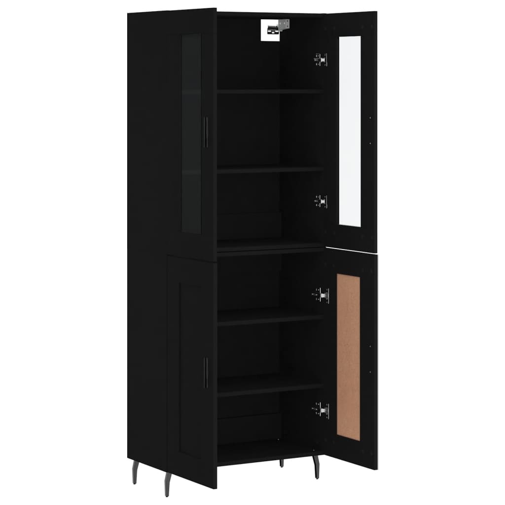 Highboard Schwarz 69,5x34x180 cm Holzwerkstoff