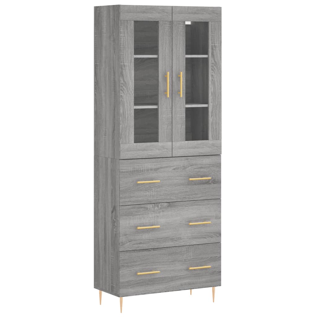 Highboard Grau Sonoma 69,5x34x180 cm Holzwerkstoff