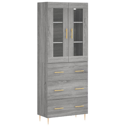 Highboard Grau Sonoma 69,5x34x180 cm Holzwerkstoff