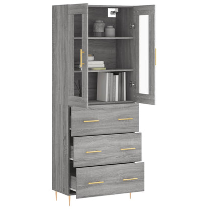 Highboard Grau Sonoma 69,5x34x180 cm Holzwerkstoff