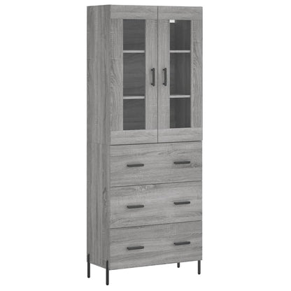 Highboard Grau Sonoma 69,5x34x180 cm Holzwerkstoff