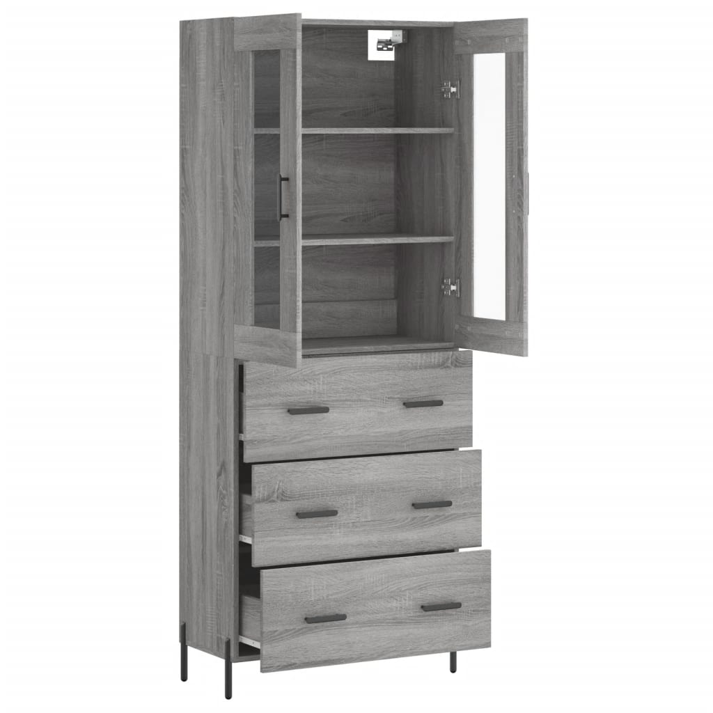 Highboard Grau Sonoma 69,5x34x180 cm Holzwerkstoff