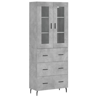 Highboard Betongrau 69,5x34x180 cm Holzwerkstoff