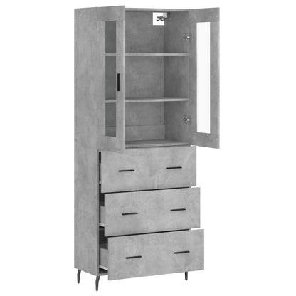 Highboard Betongrau 69,5x34x180 cm Holzwerkstoff